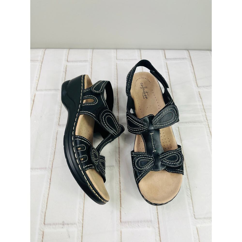 NWT Clarks leather black sandals sz 11